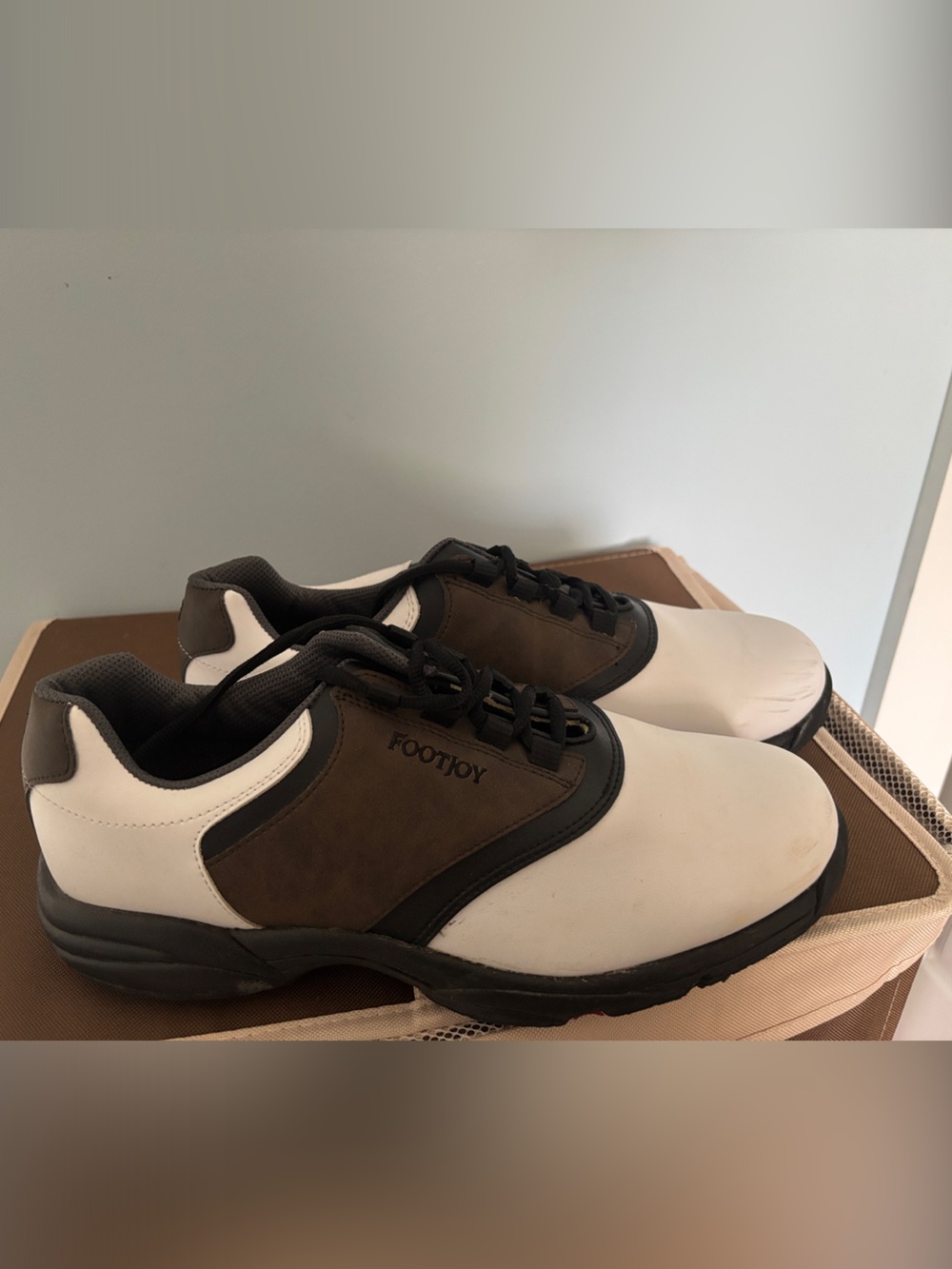 FootJoy Men's White and Brown Golf Athletic Shoes